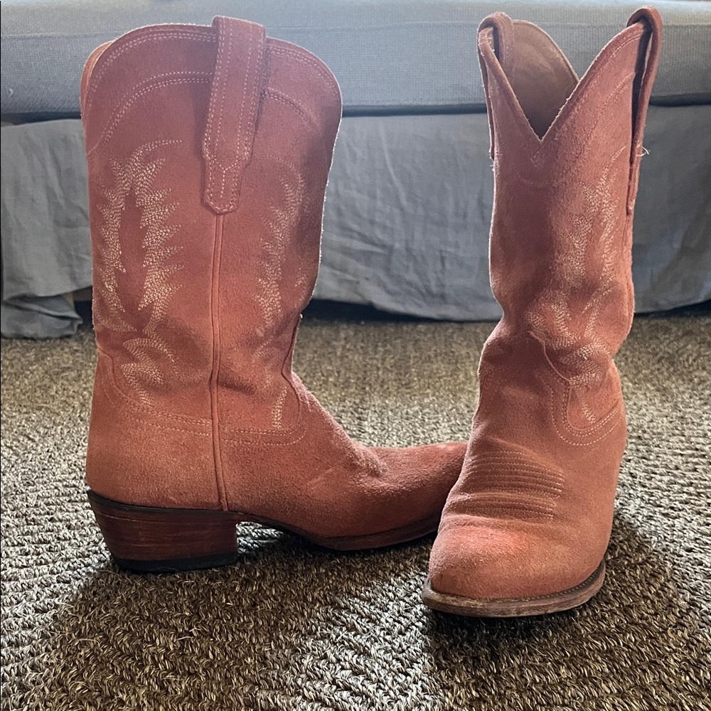 Suede Tecovas Western Cowboy cowgirl Boots - Dusty Rose 9